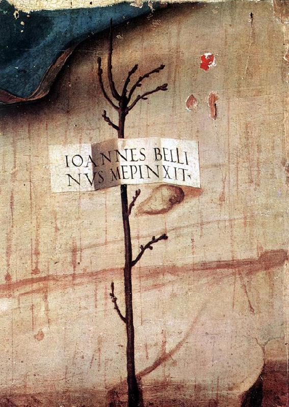 BELLINI, Giovanni Small Tree with Inscription (fragment)